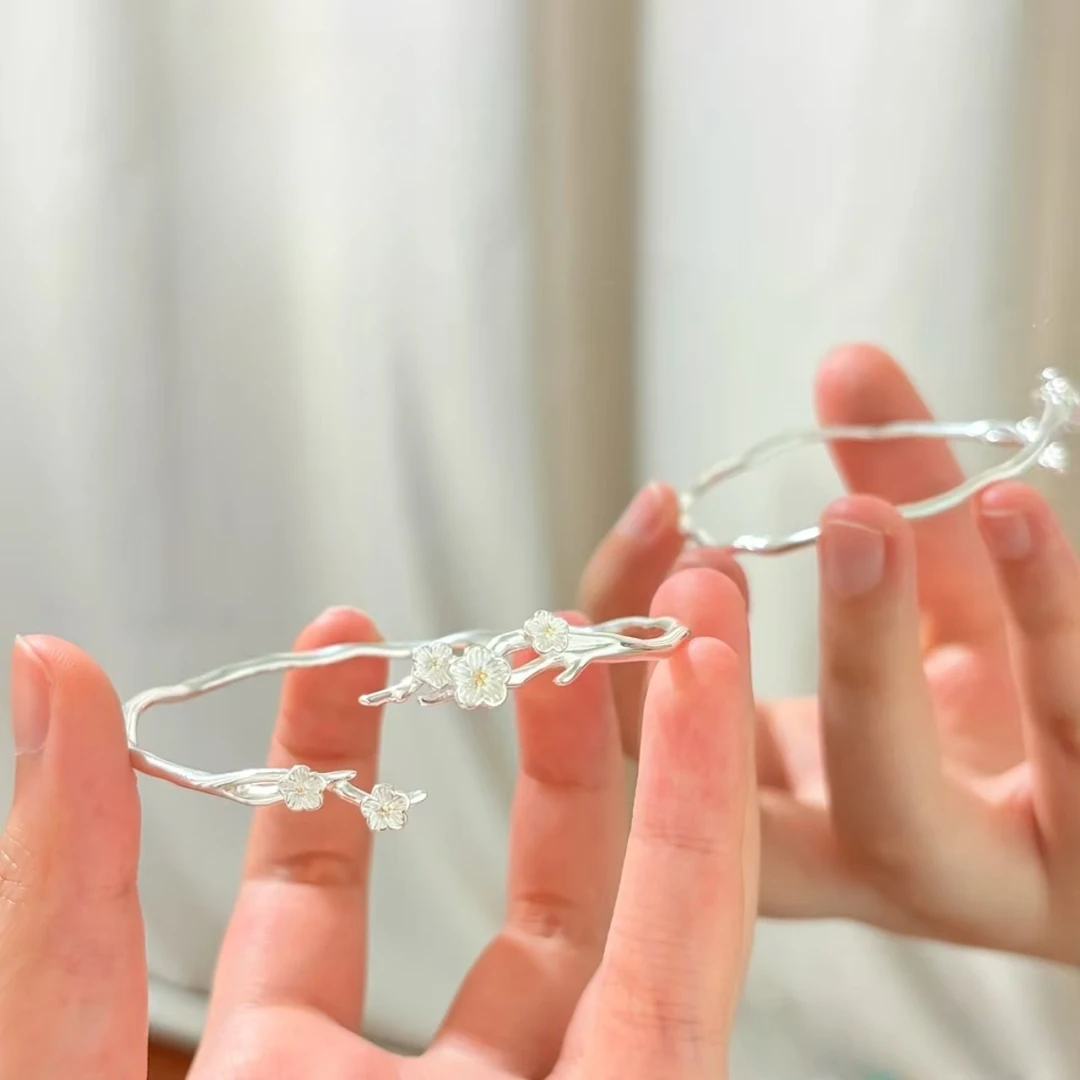 纯银999愿君莫离手镯足银百搭小众送女友闺蜜生日七夕礼物