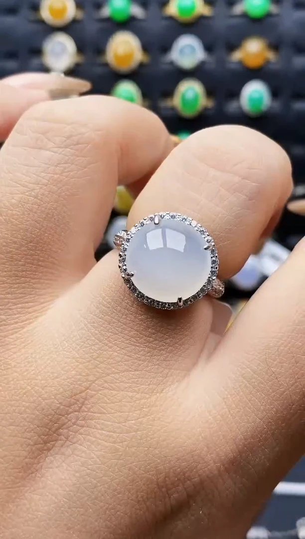 银S925镶嵌戒指翡翠9392