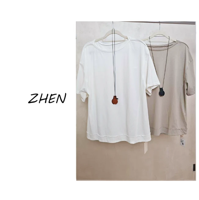 【ZHEN】25K01022 2025新款时尚气质休闲百搭短袖上衣女
