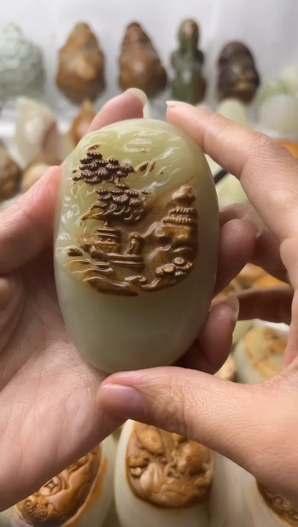 石材方解石棉纹正常不退换山水微瑕