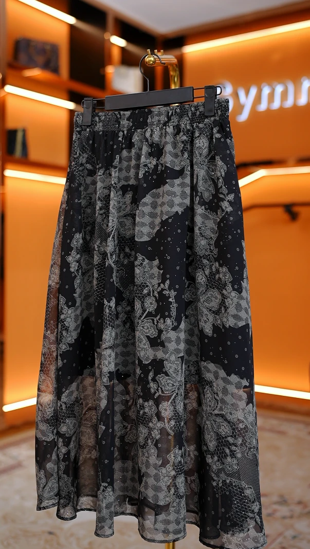 复古时尚半身裙2025夏季新款时尚气质高级感印花裙