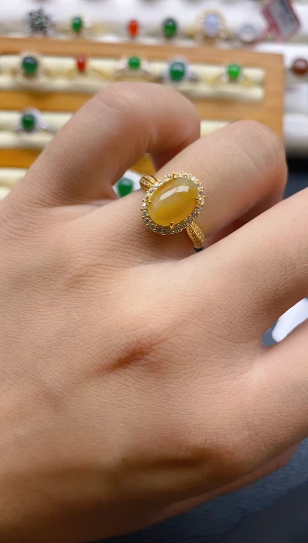 银S925镶嵌戒指翡翠1