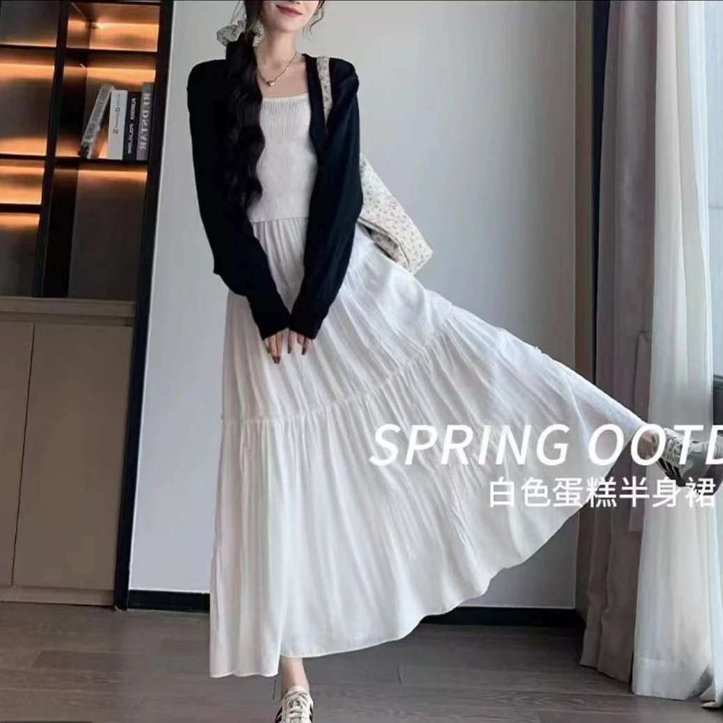 2025新款春夏百搭时尚蛋糕裙长裙5060