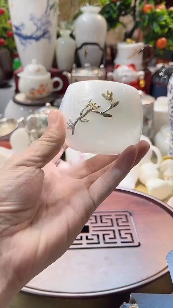 瓷片德艺茶器直播间@@冰种龙蛋杯