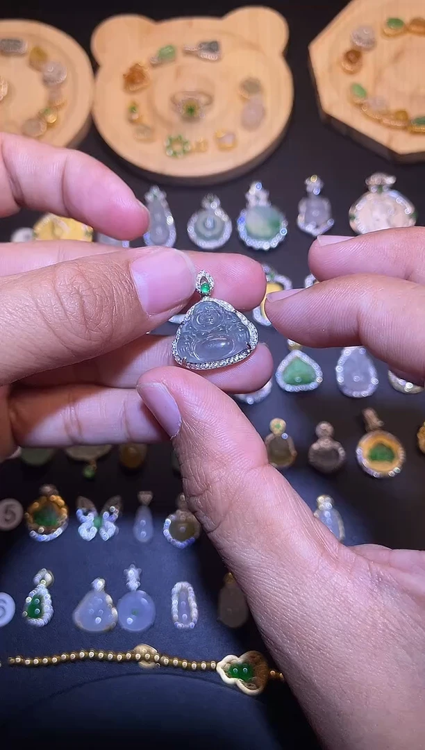 吊坠(不含链)银S925镶嵌翡翠1