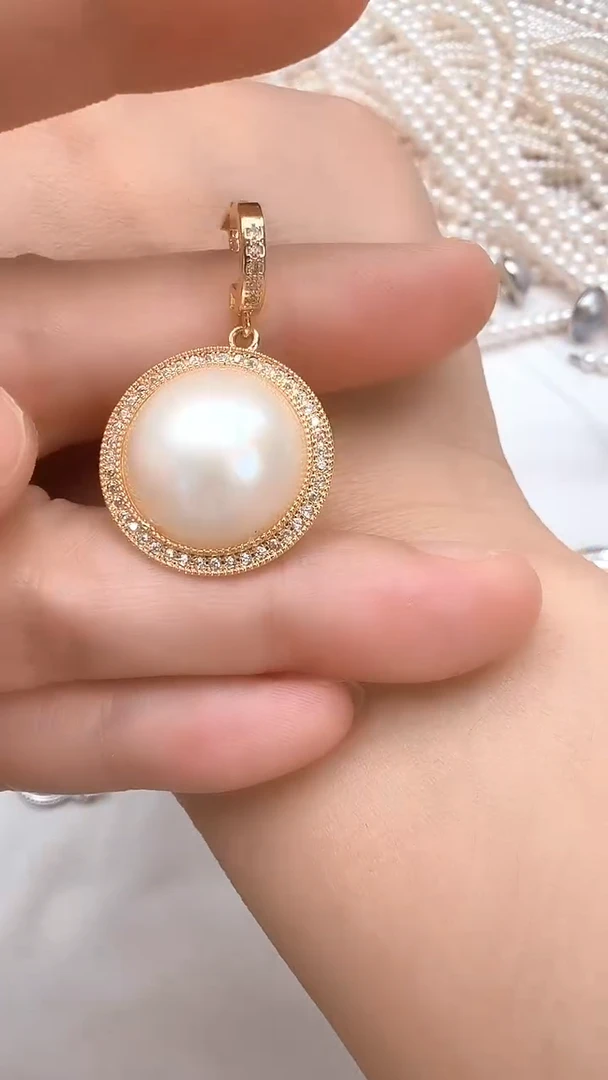 合金拼合珍珠（马贝珠）颈饰金色太阳花