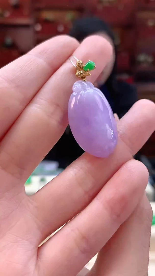 【闪购商品】翡翠颈饰18K金镶嵌赠礼盒证书 敏