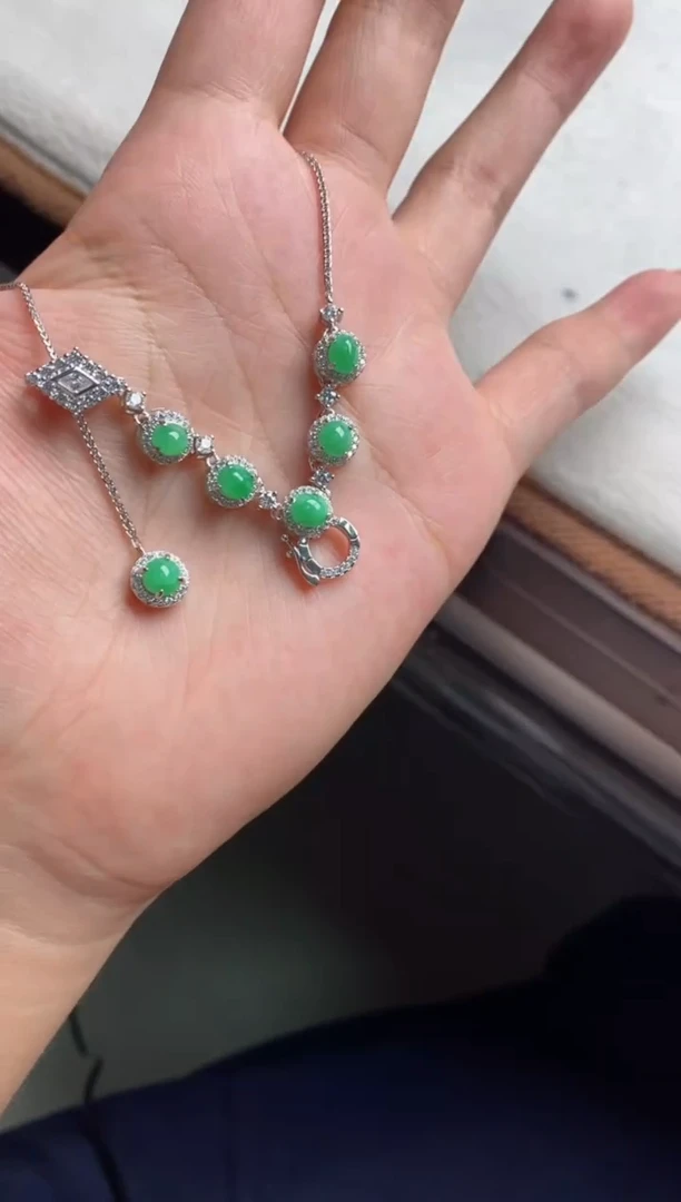 银S925镶嵌戒指翡翠天然A货翡翠