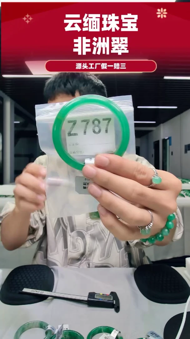 未镶嵌手镯石英质玉（非洲翠）60圈口手镯Z787