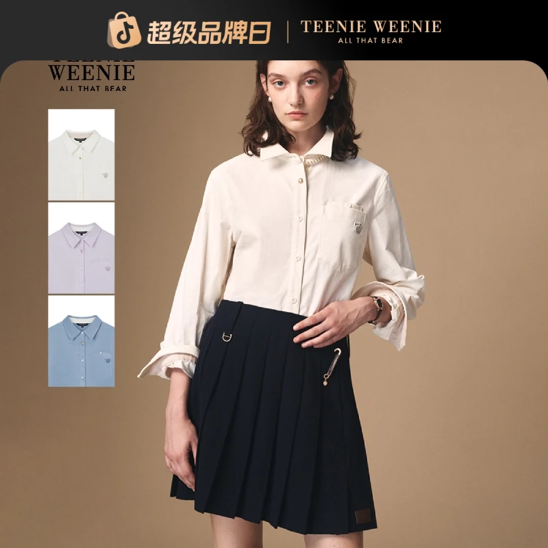 *TeenieWeenie小熊衬衫女装25秋季新多色翻领易搭上衣TTYA254TW1K