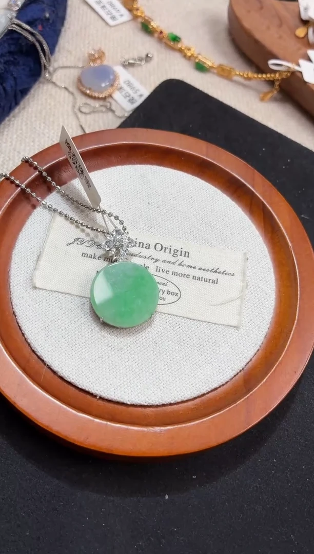 吊坠(不含链)银S925镶嵌翡翠【挽石珠宝】无事牌