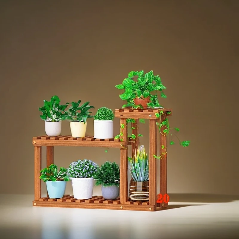松木防腐木多层花架子阳台飘窗多肉绿萝花盆架花架子阳台置物架