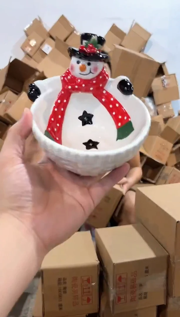 瓷片原盒雪人碗