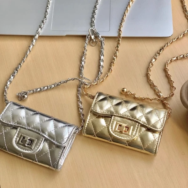2025新款小废包百搭小香风金色银色迷你斜挎包女链条包零钱包