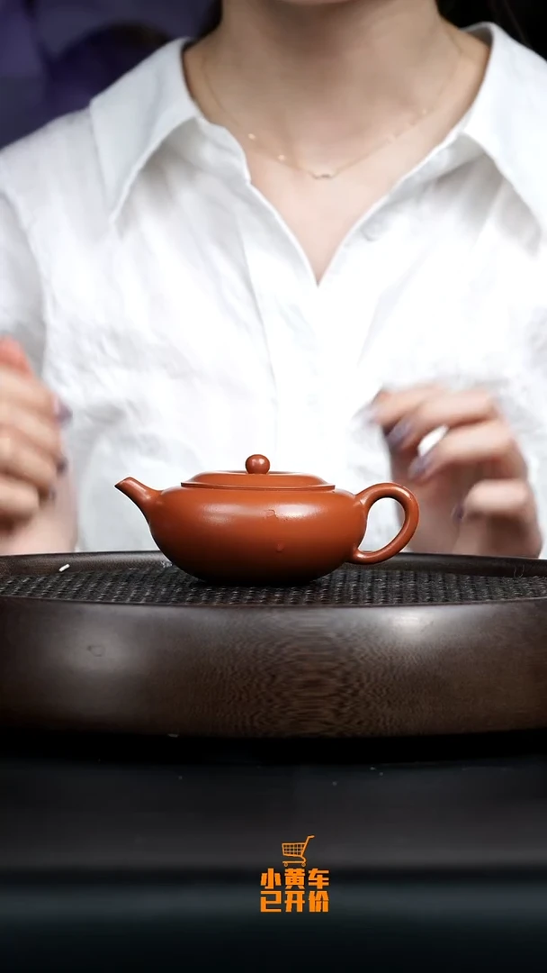 茶壶紫砂0604早直播朱泥全手扁晨