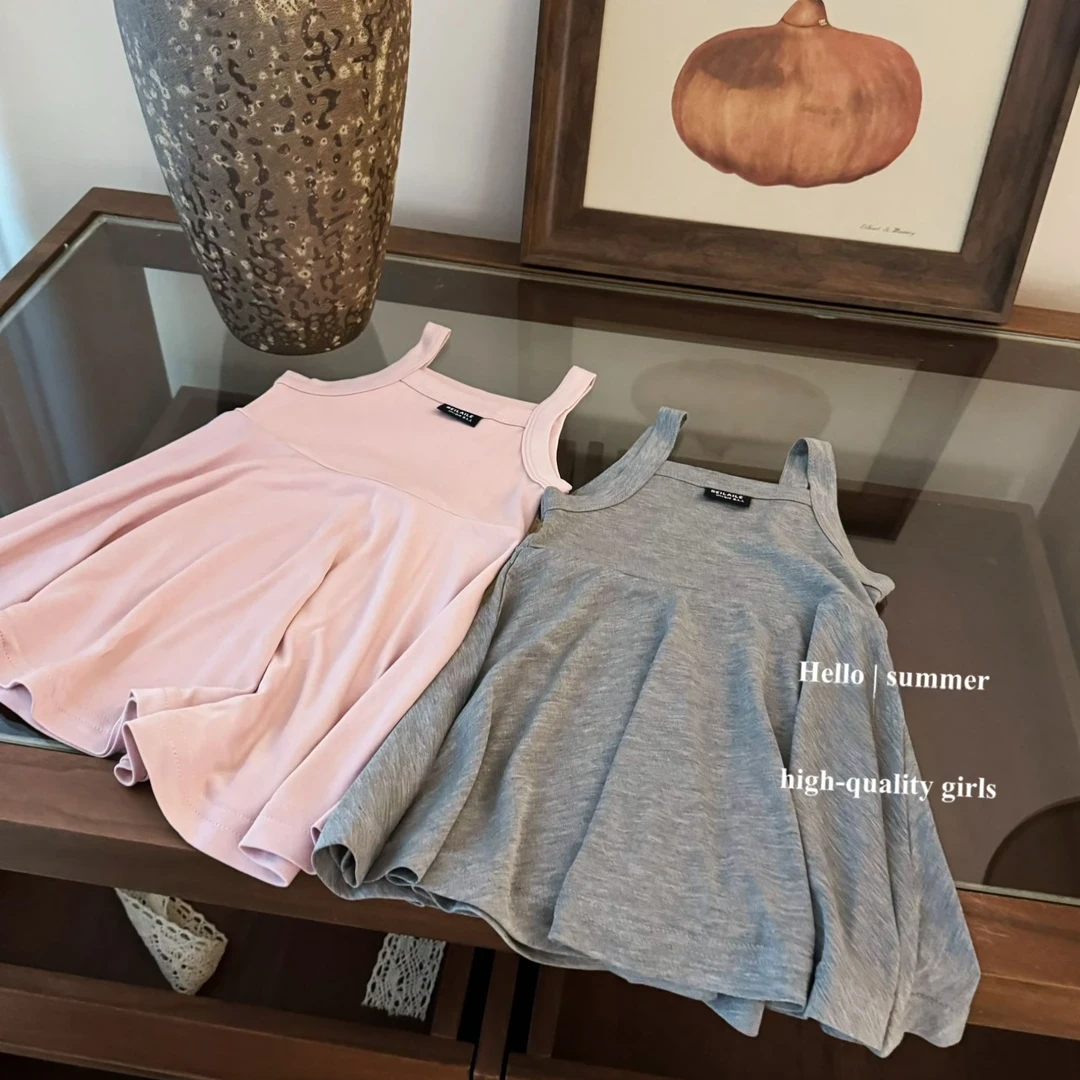 女童吊带裙2025夏季新款软糯糯宝宝冰感女孩背心甜美小伞裙连衣裙