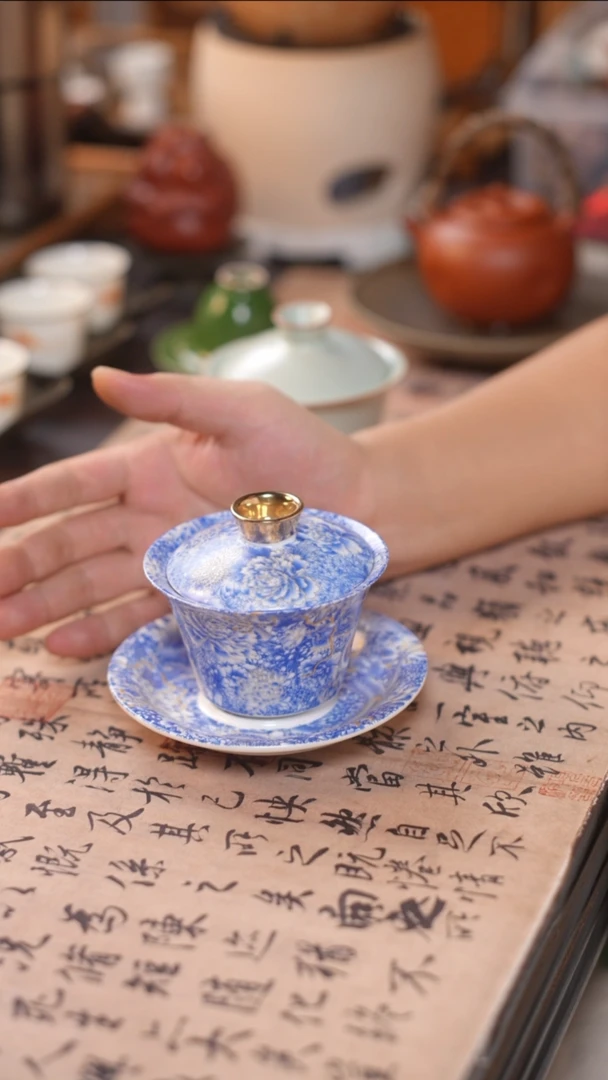 茶具银龙三才悬停盖碗