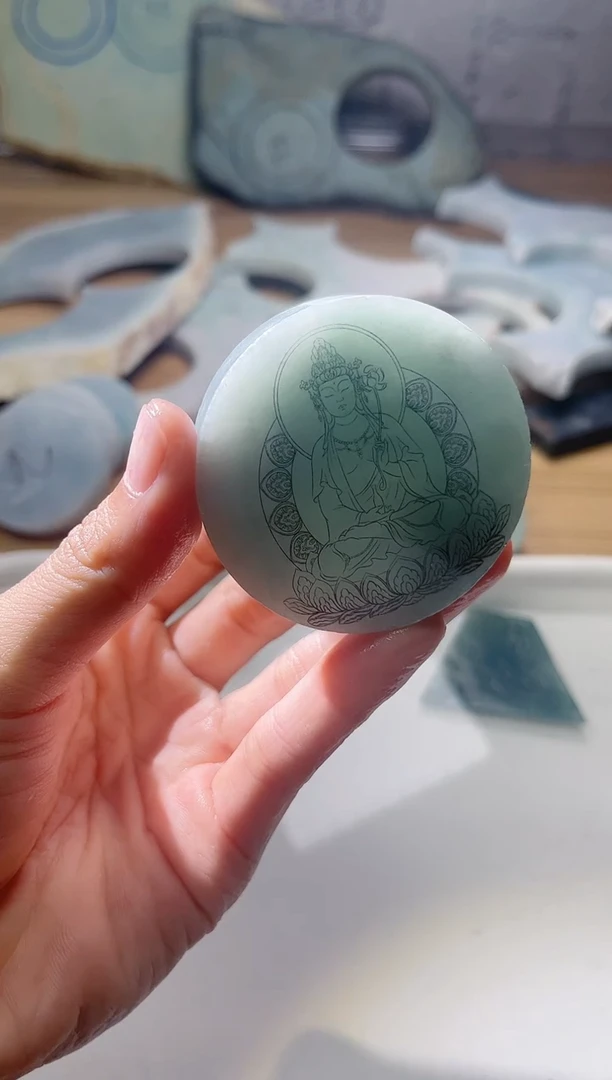 裸石翡翠张*翡翠a货正品玉石古陈087