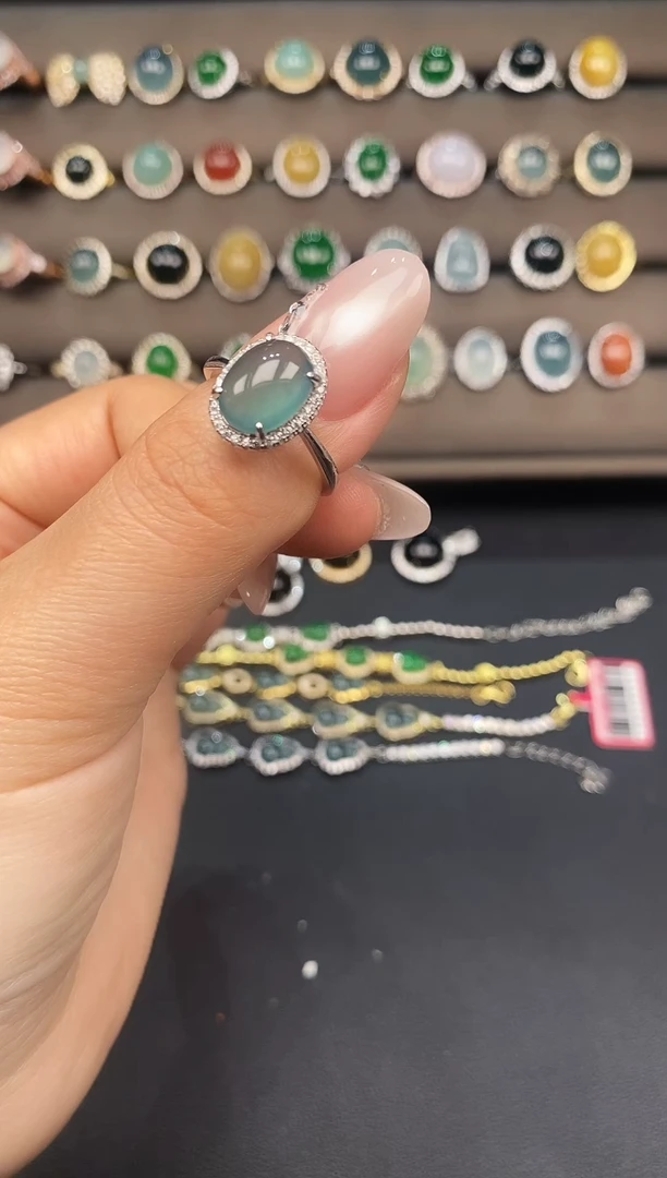 银S925镶嵌戒指翡翠278397