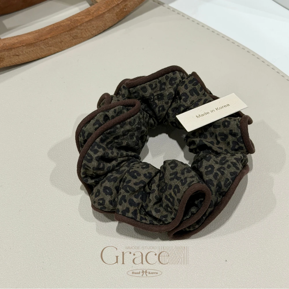 「百搭系列-热巧砂绿豹纹」韩国25秋冬百搭发绳发圈肠圈丸子头