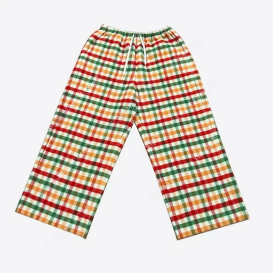 设计款时尚四色彩格羊毛混纺秋冬直腿裤 79064