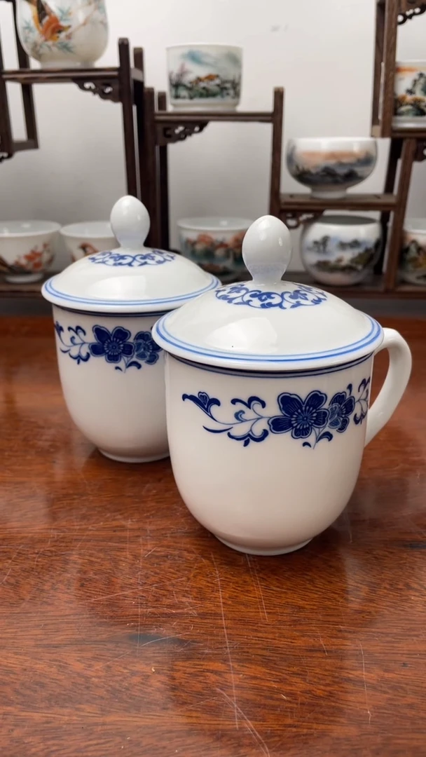 【闪购商品】1釉下彩高温贴画 办公杯 一对