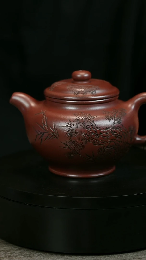茶壶紫砂东*H2198史庆堂龙血砂岁寒三友掇只