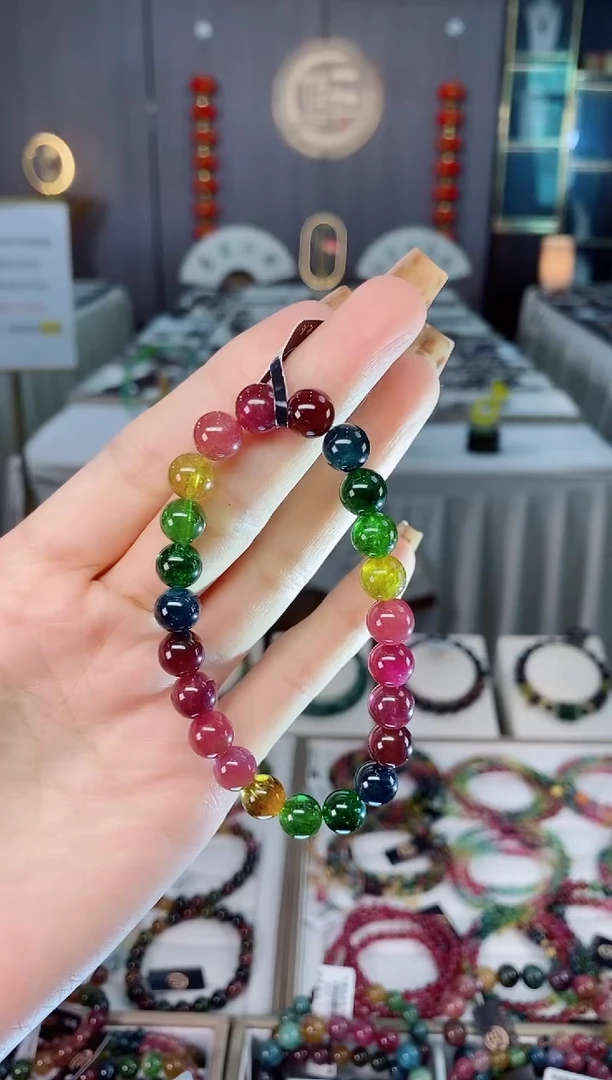 未镶嵌老矿碧玺单圈手串8mm+碧玺dan多样性发货一条