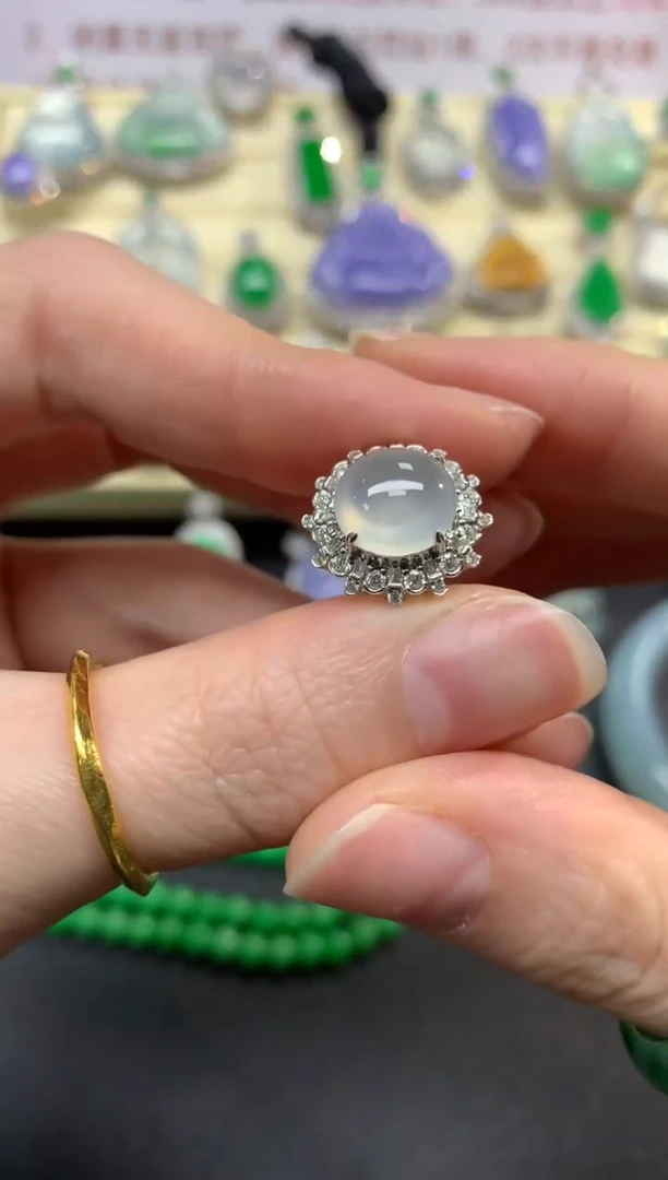 翡翠戒指18K金镶嵌戒指|7500+750