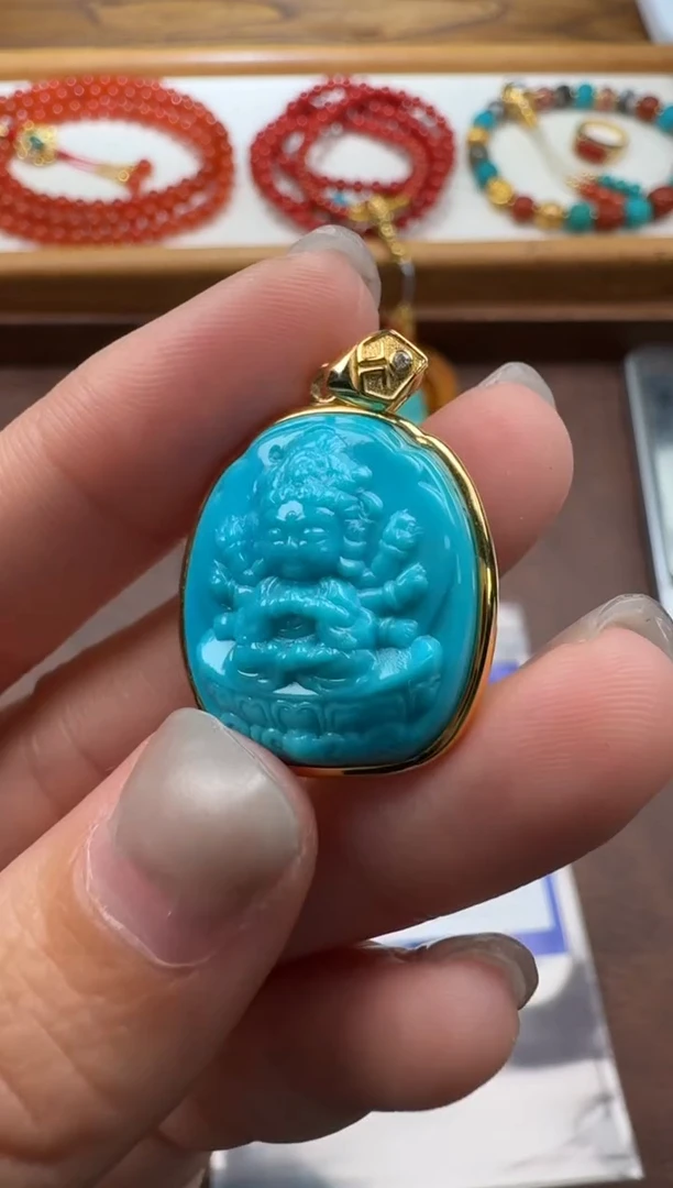 18K金镶嵌绿松石手串手串小**～手串手串