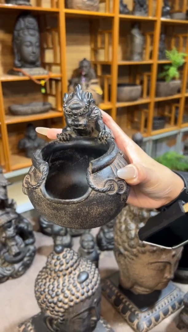 陶土【合成青石】代代富贵烟灰缸（小）