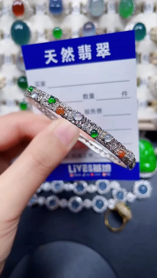 银S925镶嵌手镯翡翠144