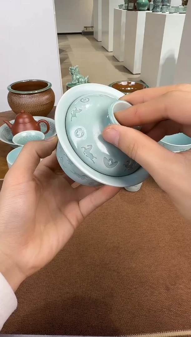 青瓷手工茶器包邮