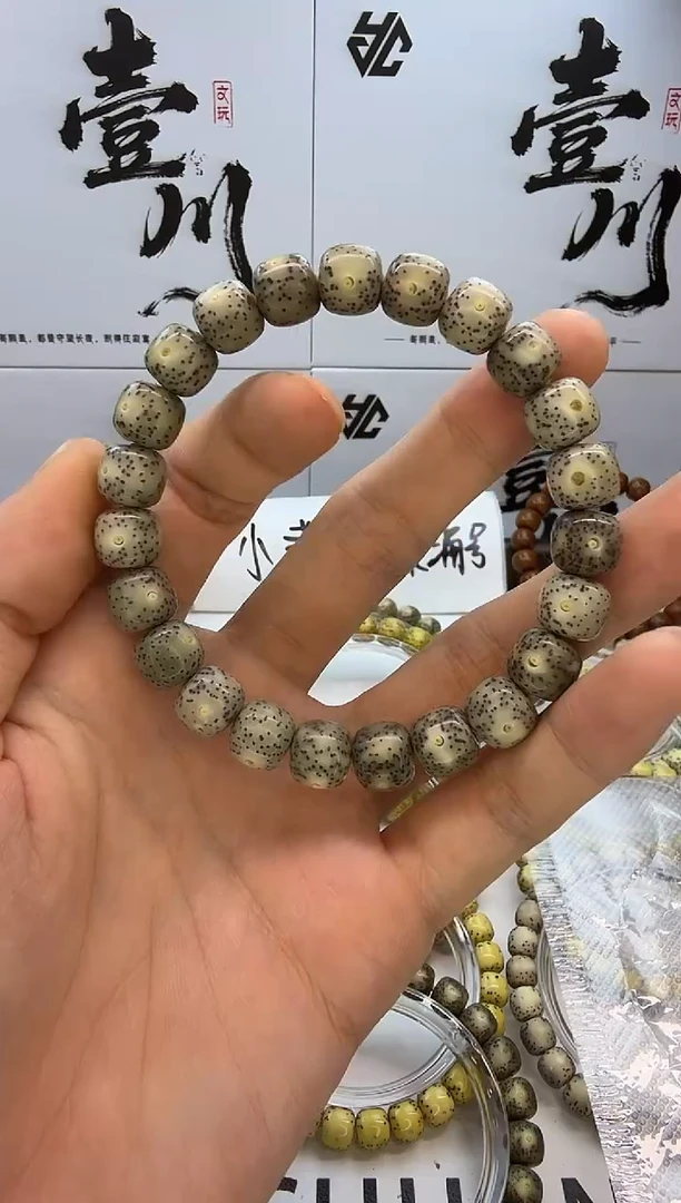 手串星月菩提10/9  冰糖 星点 大眼留白 同枝果 C56