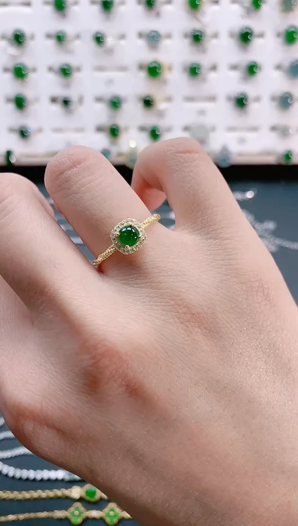 【闪购商品】翡翠戒指银S925镶嵌天然翡翠