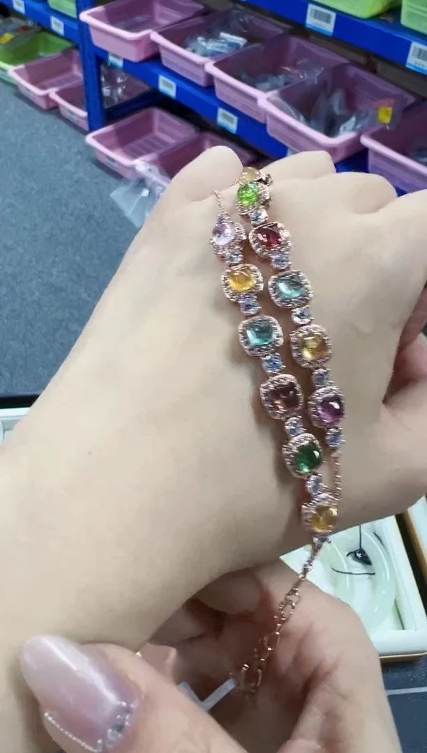 【闪购商品】碧玺手链银S925镶嵌Y2131碧玺手链