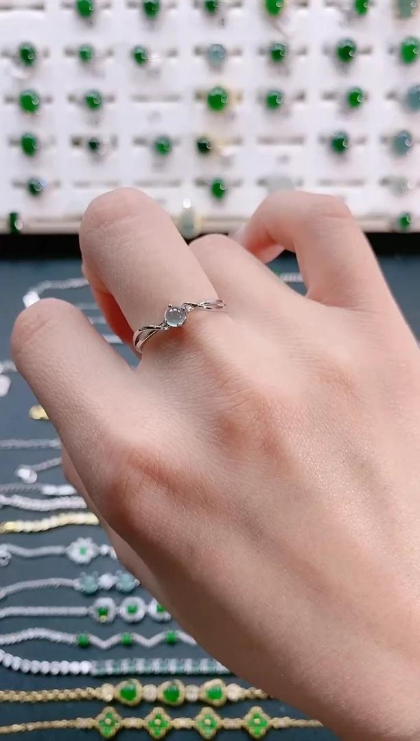 【闪购商品】翡翠戒指银S925镶嵌天然翡翠