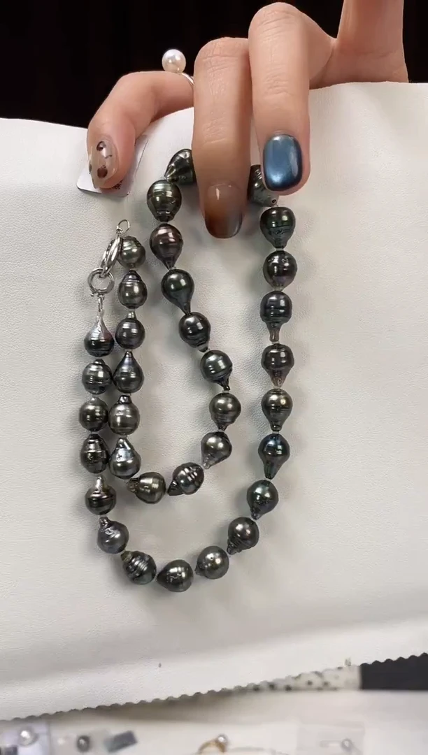 项链未镶嵌海水珍珠8-11大溪地黑珍珠项链