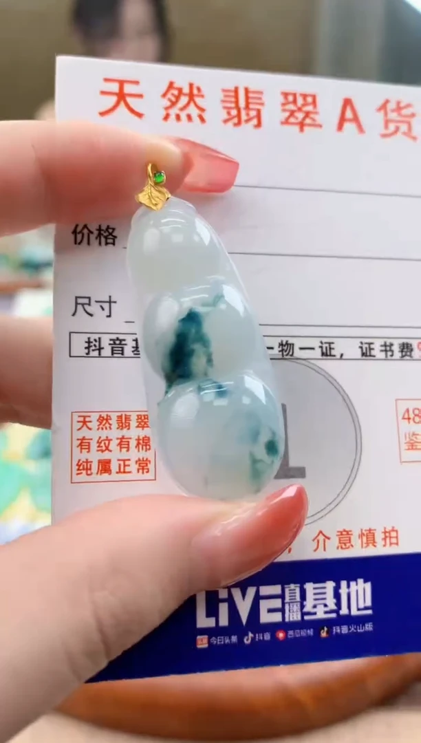 颈饰18K金镶嵌翡翠天然A货翡翠挂件