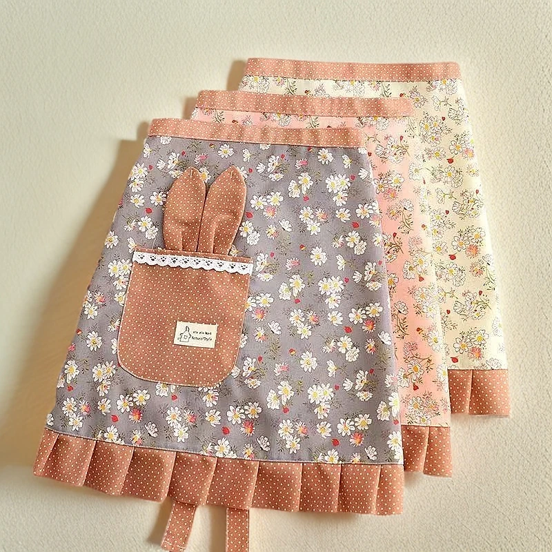 帆布半身半截围裙女厨房耐磨家用做饭防污透气洋气围腰新款工作服