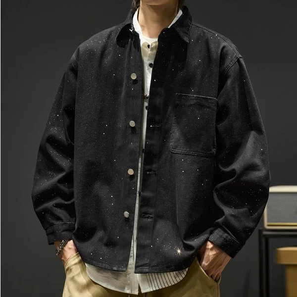 DeweLvum宽松水洗百搭复古牛仔外套男新款休闲工装夹克衫上衣男装