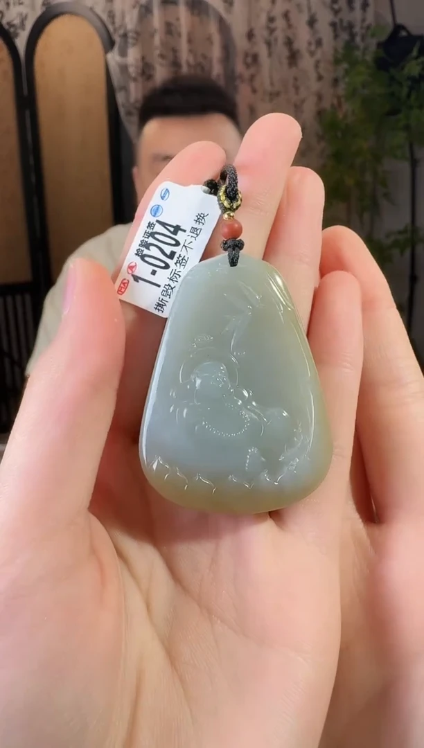 和田玉未镶嵌颈饰1-0204佛牌带青花
