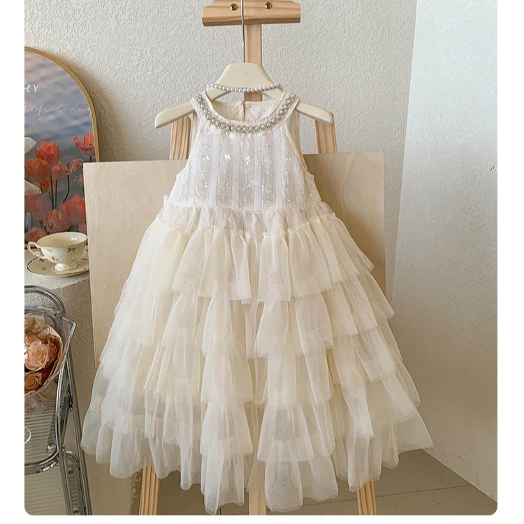 韩版2025新款夏季女童连衣裙洋气蓬蓬公主裙儿童夏装高端礼服裙子