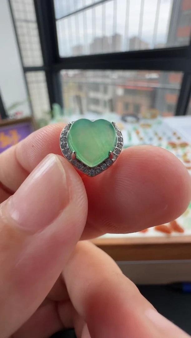 吊坠(不含链)合金翡翠财*猫爱心翡翠