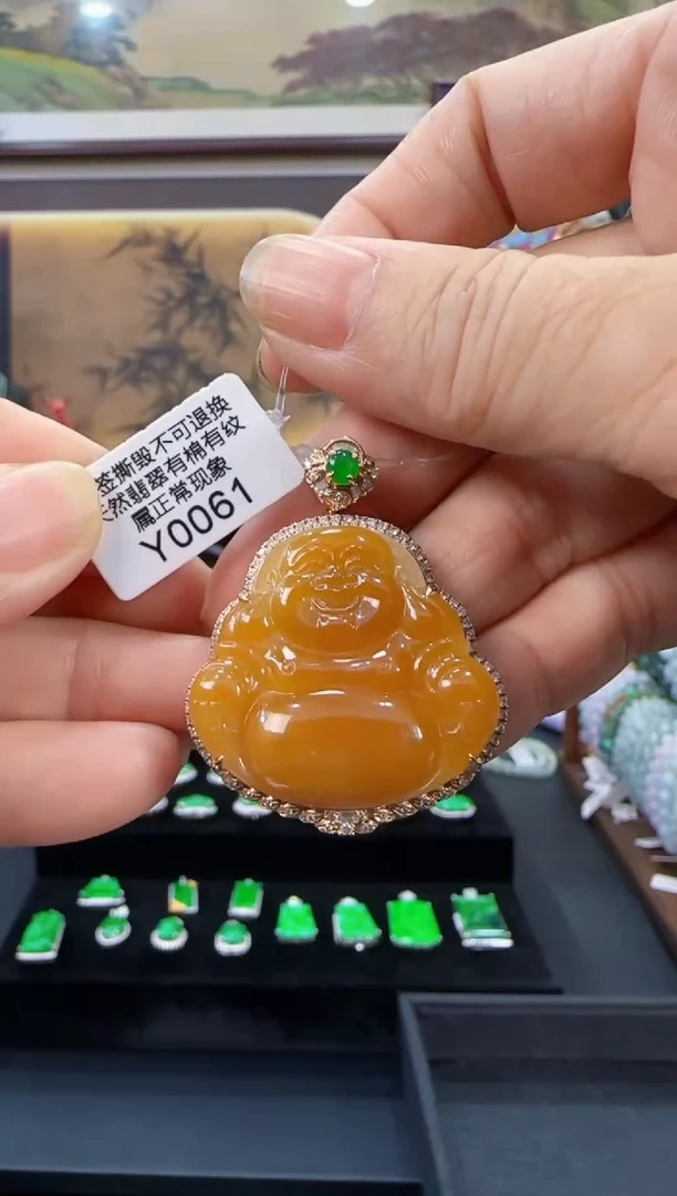 颈饰18K金镶嵌翡翠Y0061佛公