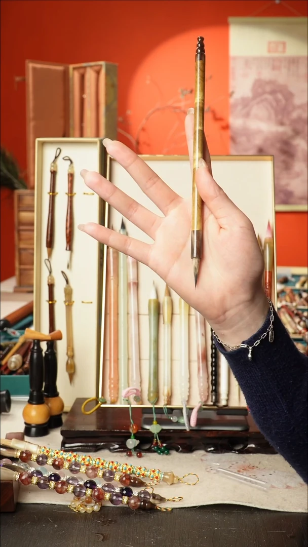 19号闪孤品高货毛笔链接 清水试笔 蘸墨不退