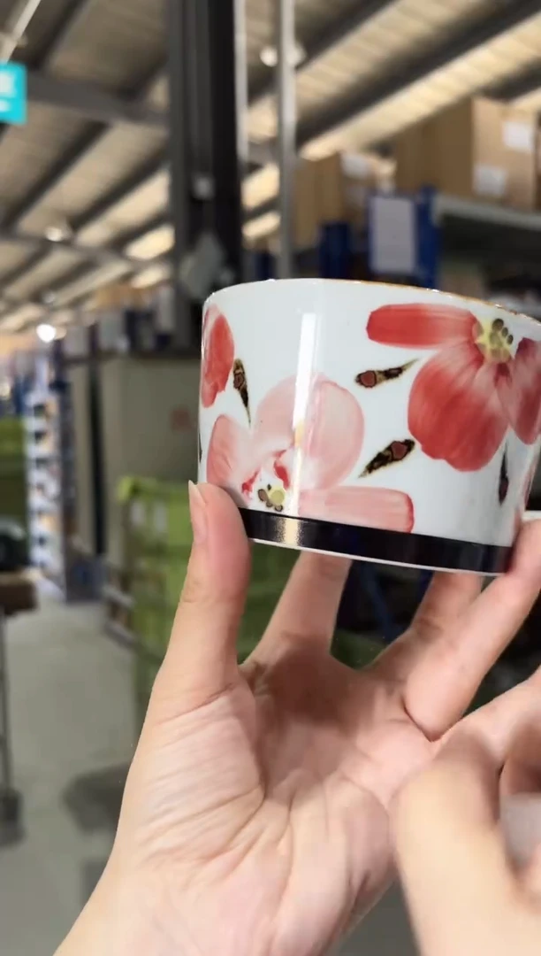 瓷花々 スープマグ(赤)