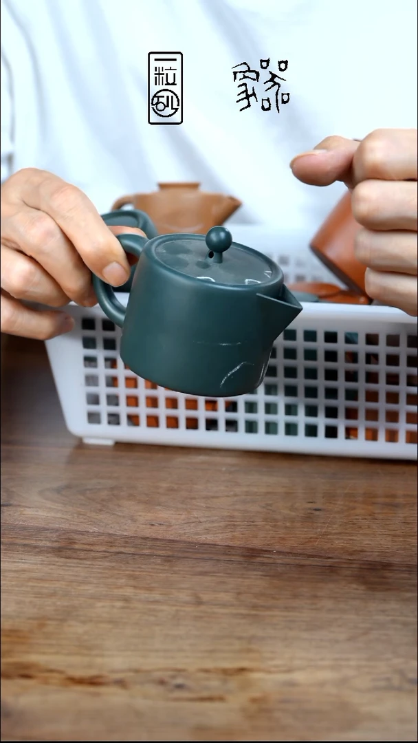 茶壶紫砂微瑕象三十五墨绿