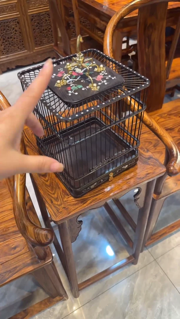 【闪购商品】木乌木镶嵌鸟笼------------