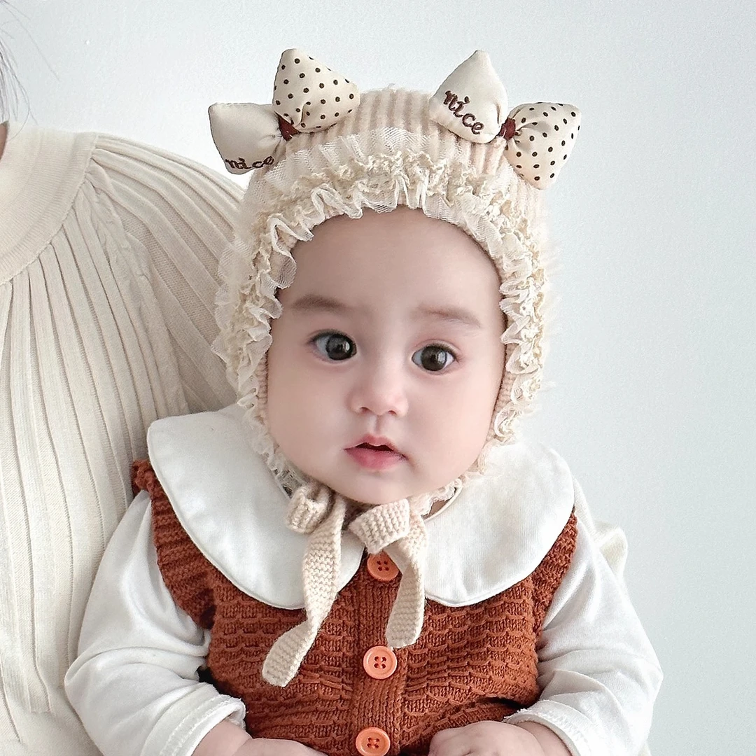 婴儿帽子秋冬季宝宝女毛线帽婴幼儿洋气护耳帽针织帽保暖加厚冬季